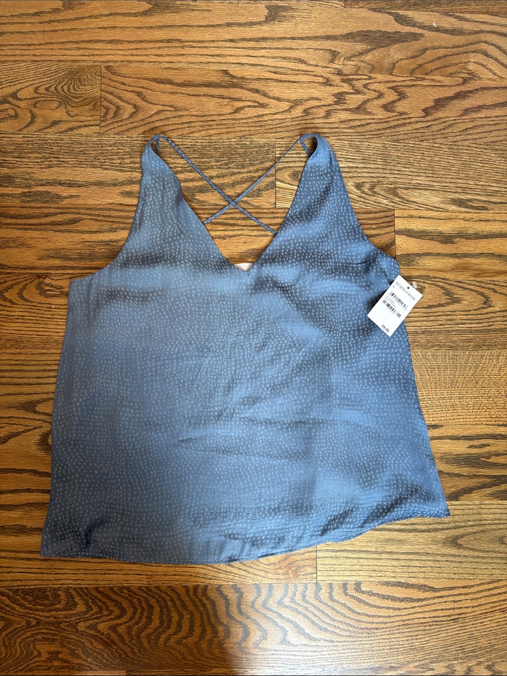 NWT Chelsea 28 Dusty Blue Crisscross Open Back V-Neck Women's Camisole, XS